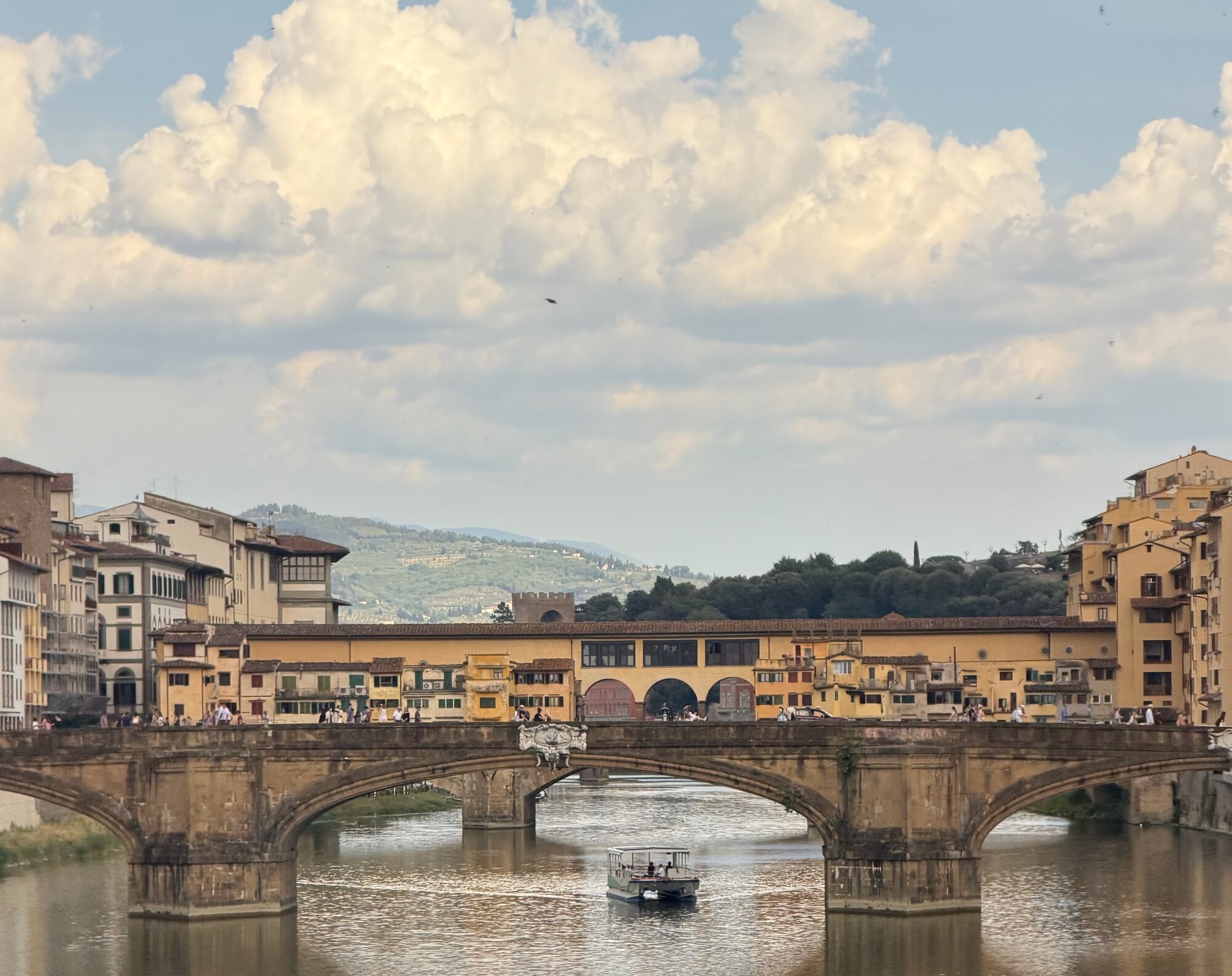 Ponte Santa Trinita over the Arno with Ponte Vecchio behind, Florence