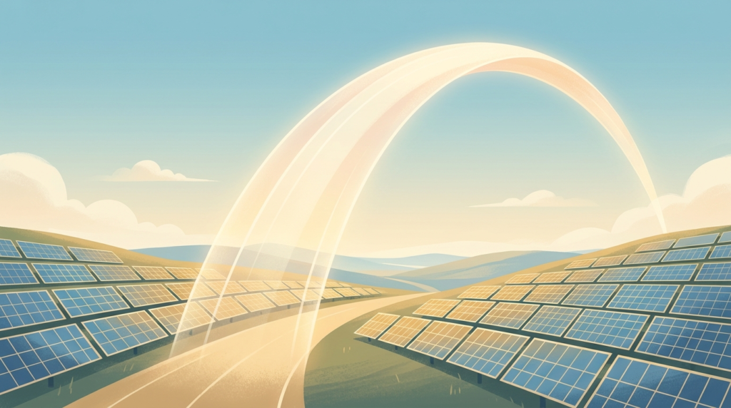 Field of solar panels illustrating the exponential growth of solar energy