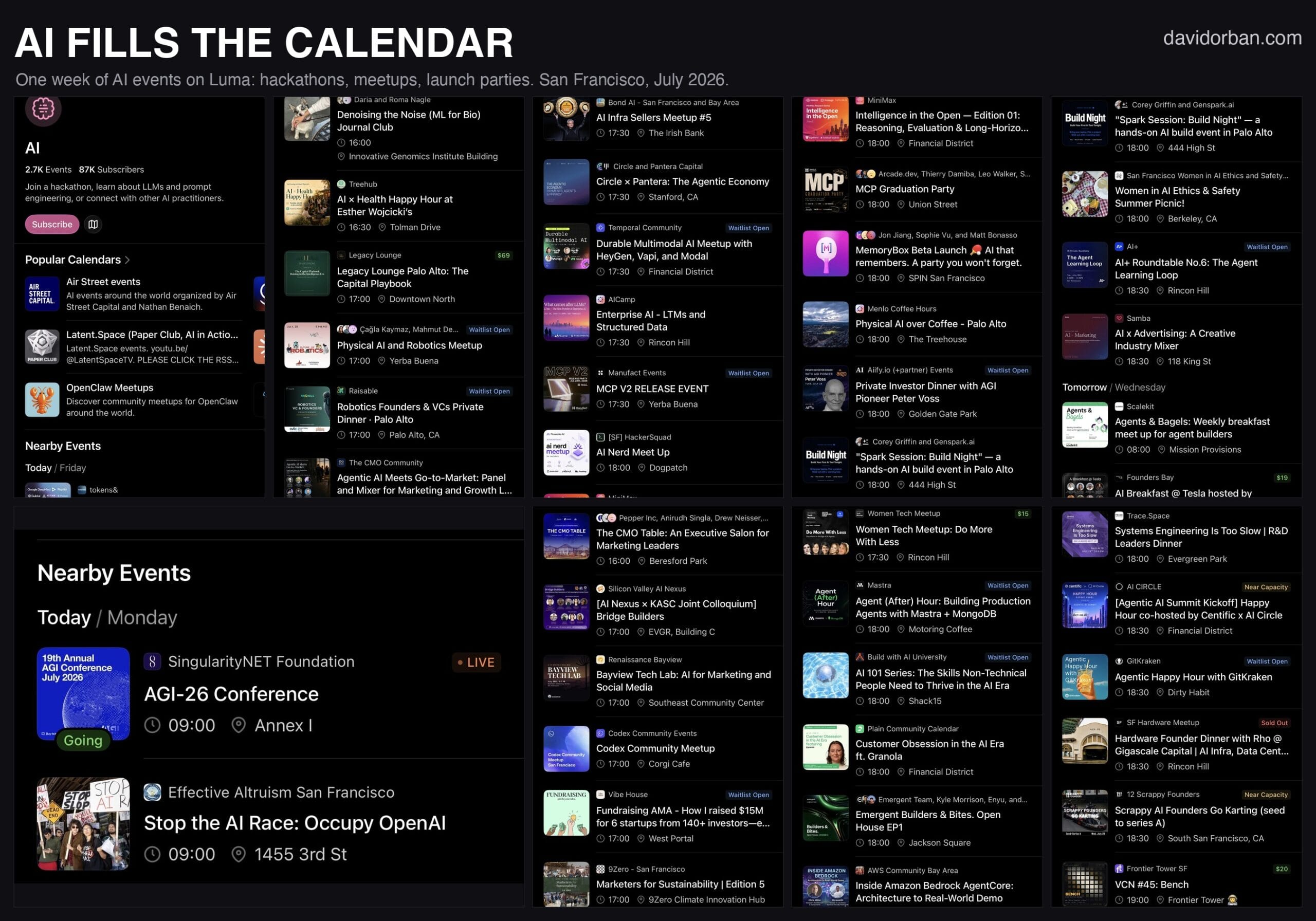 L’AI riempie il calendario. Una settimana di annunci, con la conferenza e la protesta a una riga di distanza.